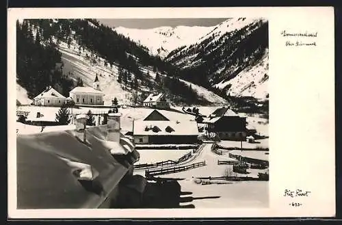 AK Donnersbachwald, Ortsansicht im Schnee