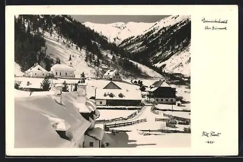AK Donnersbachwald, Ortspartie im Winter