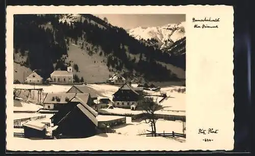 AK Donnersbachwald, Ortsansicht im Winter
