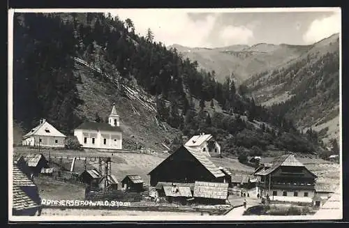 AK Donnersbachwald, Ortspartie mit Kirche