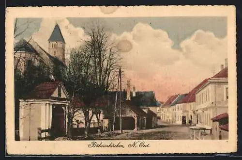 AK Böheimkirchen, Strassenpartie mit Kirche