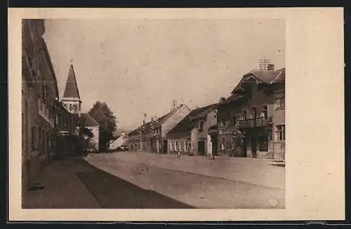 AK Rabenstein an der Pielach, Strassenpartie mit Kirche