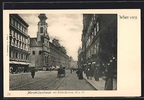 AK Wien, Mariahilferstrasse mit Stifts-Kaserne