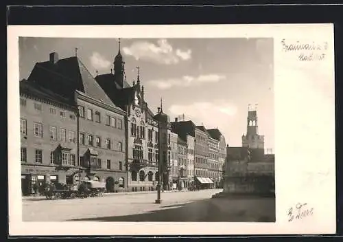 AK Braunau a. I., Stadtplatz mit Geschäften