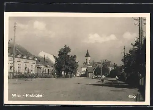 AK Probstdorf, Dorfpartie mit Kirche