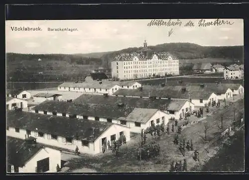 AK Vöcklabruck, Barackenlager aus der Vogelschau