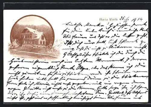 AK Maria Wörth, Villa mit Garten