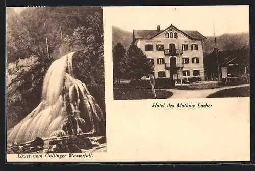AK Golling /Salzach, Hotel des Mathias Lacher, Wasserfall