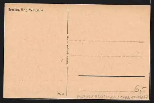 AK Breslau, Westseite vom Ring mit Geschäften
