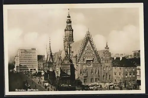 AK Breslau, Blick auf das Rathaus aus der Vogelschau