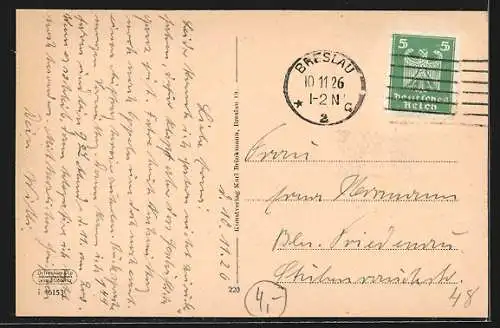 AK Breslau, Rathaus mit Strassenbahn