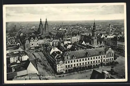 AK Breslau, Ortsansicht, Blick vom St. Elisabethturm