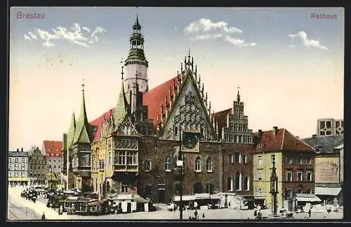AK Breslau, Ansicht auf das Rathaus