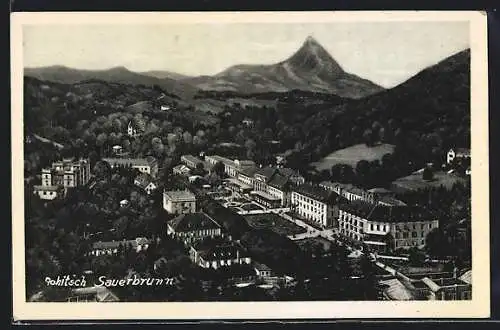 AK Rohitsch-Sauerbrunn, Ortsansicht mit Gärten aus der Vogelschau