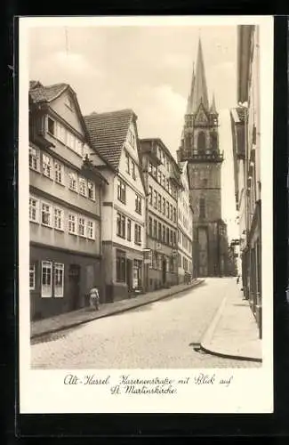 AK Kassel, Kasernenstrasse mit Blick auf die St. Martinskirche