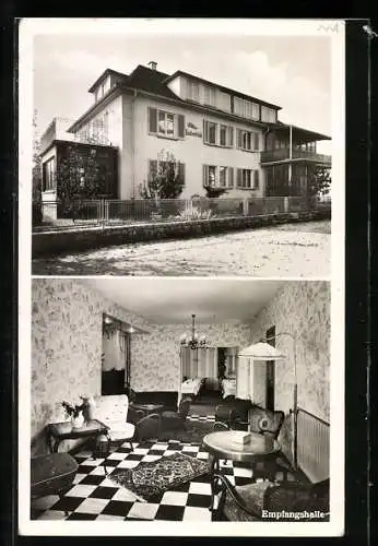 AK Bad Mergentheim, Kuranstalt Villa Tauberblick, Empfangshalle, Edelfingerstrasse 23
