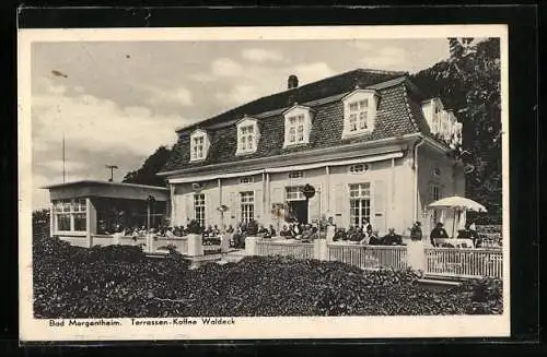 AK Bad Mergentheim, Terrassen-Kaffee Waldeck mit vollbesetzter Terrasse