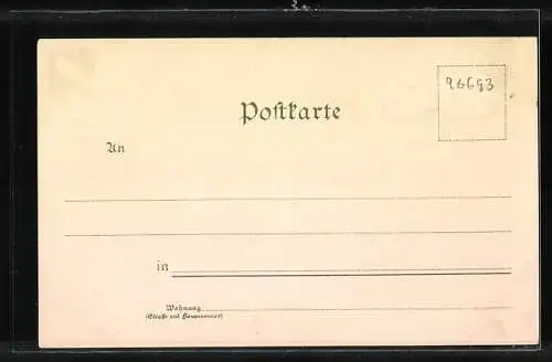 Lithographie Bad Ilmenau, Goethe-Häuschen, Facsimile des Nachtliedes, Gabelbach