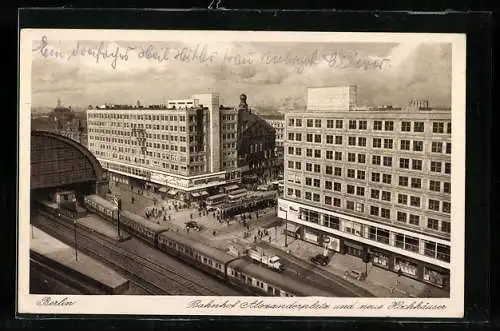 AK Berlin, Alexanderplatz, am Bahnhof mit neuen Hochhäusern