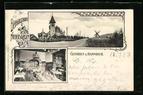 AK Gehrden b. Hannover, Berggasthaus Niedersachsen, Windmühle