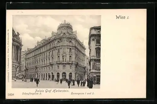 AK Wien, Palais Graf Herberstein, Schauflergasse 2, Herrengasse 1 und 3