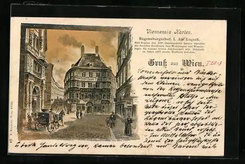 Künstler-AK Wien, Am Lugeck, Blick zum Regensburgerhof
