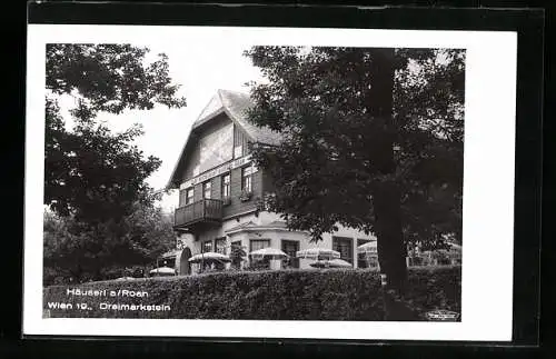 AK Wien, Dreimarkstein, Café-Restaurant Häuserl am Roan