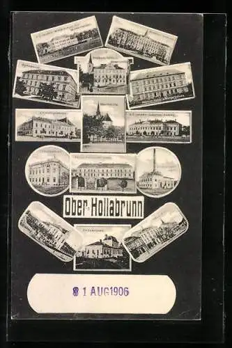 AK Oberhollabrunn, Knaben Seminar, Hauptplatz, Gymnasium, Postgebäude