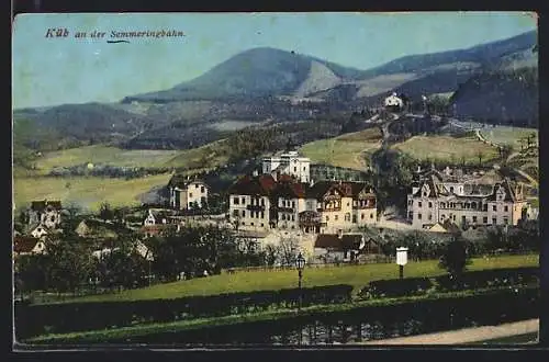 AK Küb an der Semmeringbahn, Ortsansicht aus der Vogelschau