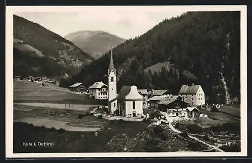 AK Kals in Osttirol, Ortsansicht aus der Vogelschau