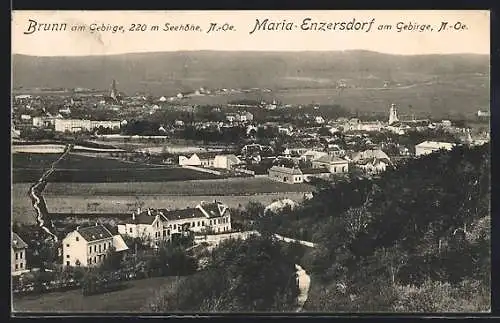 AK Brunn am Gebirge, Ortsansicht mit Blick auf Maria-Enzersdorf