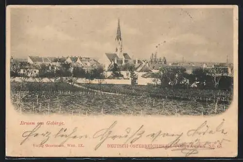 AK Brunn am Gebirge, Ortsansicht mit zentraler Kirche