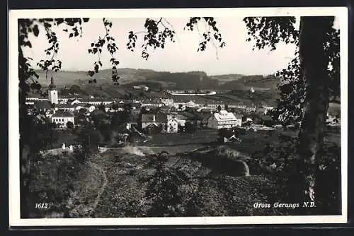 AK Gross Gerungs, Blick zum Ort hinunter vom Hang aus