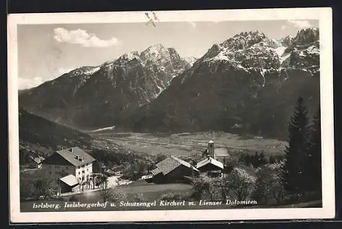 AK Iselsberg, Iselsbergerhof und Schutzengel Kircherl mit Lienzer Dolomiten
