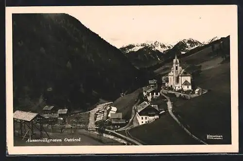 AK Ausservillgraten /Osttirol, Teilansicht mit der Kirche