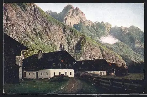 AK Amlach, Häuser im Gebirge