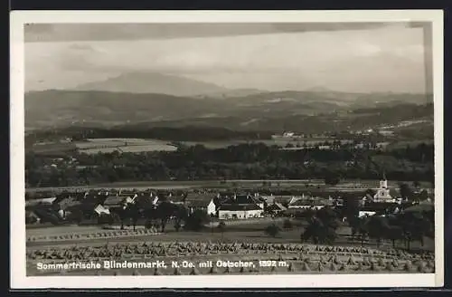 AK Blindenmarkt /N.-Oe., Gesamtansicht mit dem Oetscher