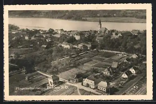 AK Pöchlarn /N.-D., Ortsansicht am Fluss, Fliegeraufnahme