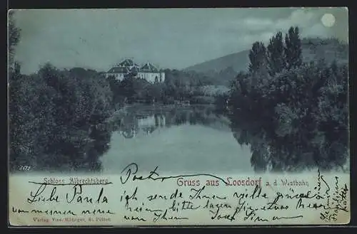 Mondschein-AK Loosdorf a. d. Westbahn, Das Schloss Albrechtsberg