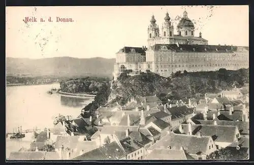 AK Melk a. d. Donau, Panorama mit Stift
