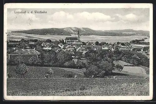 AK Loosdorf a. d. Westbahn, Gesamtansicht vom Feld aus