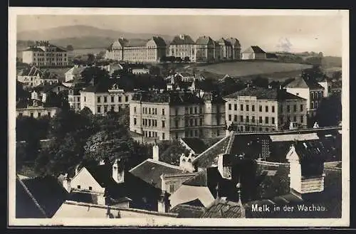 AK Melk in der Wachau, Ortsansicht aus der Vogelschau