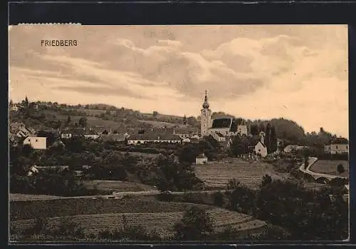 AK Friedberg, Ortsansicht mit der Kirche