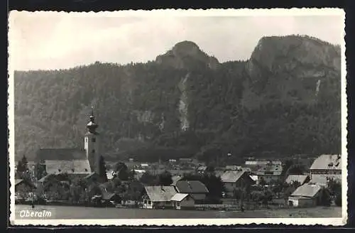 AK Oberalm, Ortsansicht gegen den Bergkamm