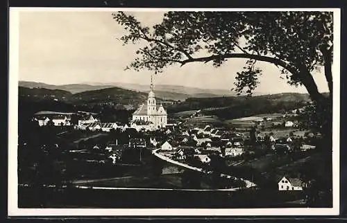 AK Pischelsdorf /Steiermark, Ortsansicht mit grosser Kirche
