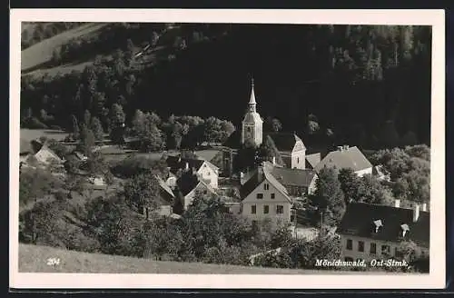 AK Waldbach-Mönichwald, Blick auf die Kirche Mönichwald