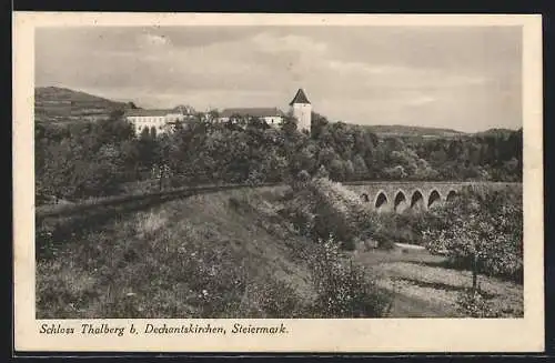 AK Schlag bei Thalberg, Schloss Thalberg mit Viadukt