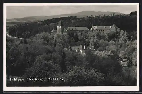 AK Schlag bei Thalberg /Oststmk., Das Schloss Thalberg aus der Vogelschau