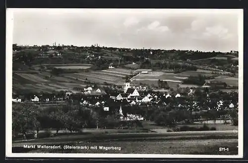 AK Bad Waltersdorf, Blick zum Ort mit Wagerberg