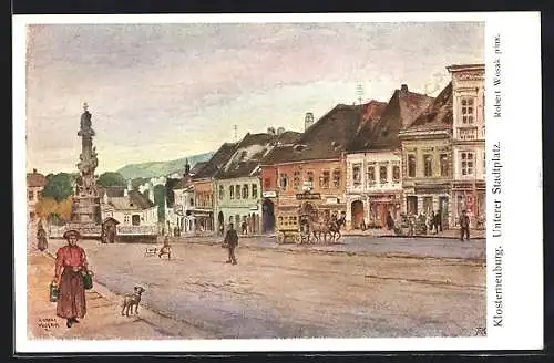 Künstler-AK Klosterneuburg, Partie am Unteren Stadtplatz